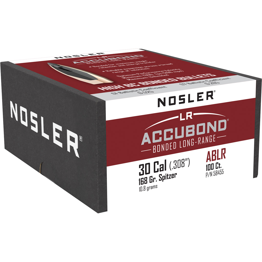 Nosler AccuBond Long Range Bullets .30 Cal. 168 gr. Spitzer Point 100 pk.