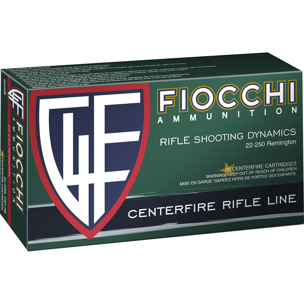 Fiocchi Field Dynamics Centerfire Rifle Ammo 22-250 Rem. 55 gr. PSP 20 rd.