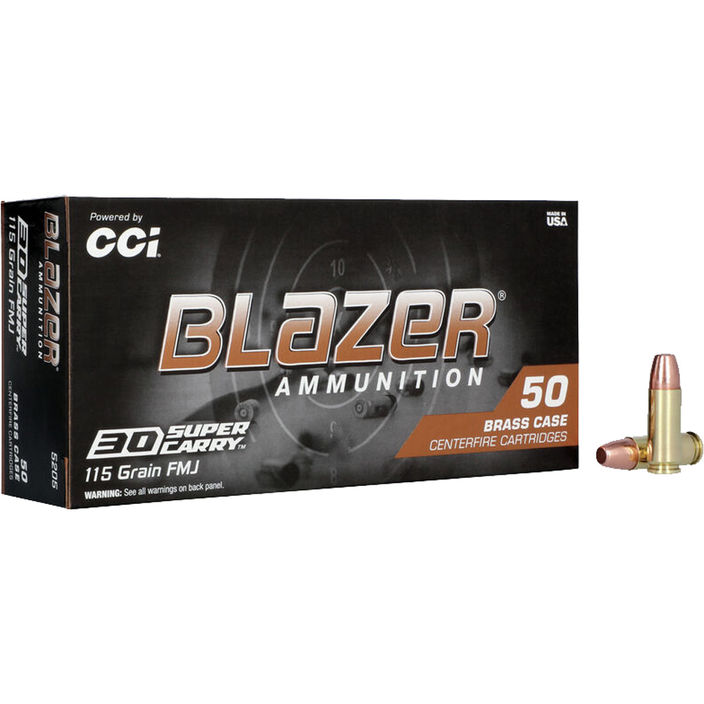 CCI Blazer Brass Pistol Ammo 30 Super Carry 115 gr. FMJ 50 rd.