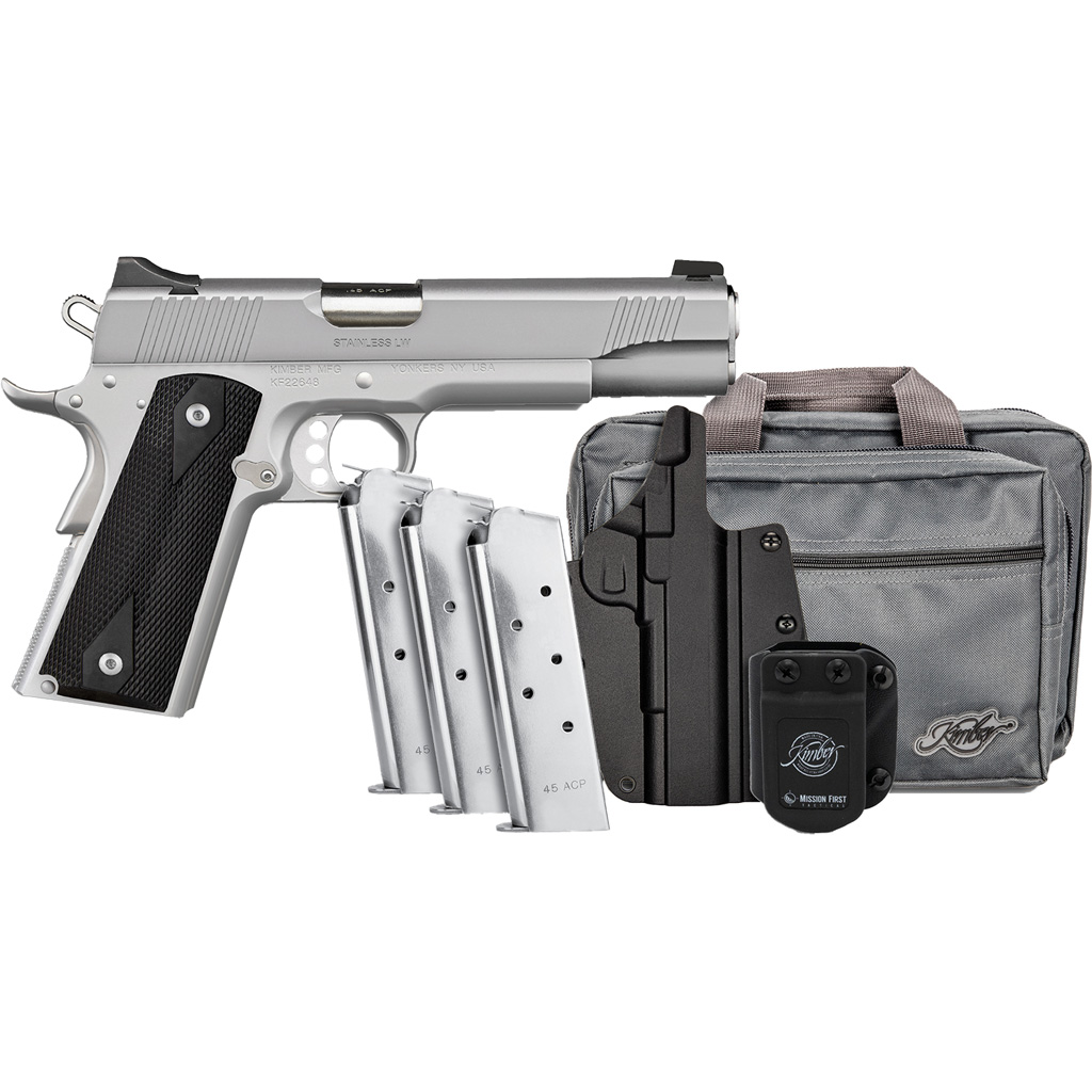 Kimber Custom LW Pistol Bundle 45 ACP 5 in. Stainless Steel 8 rd. Holster 3 Mags