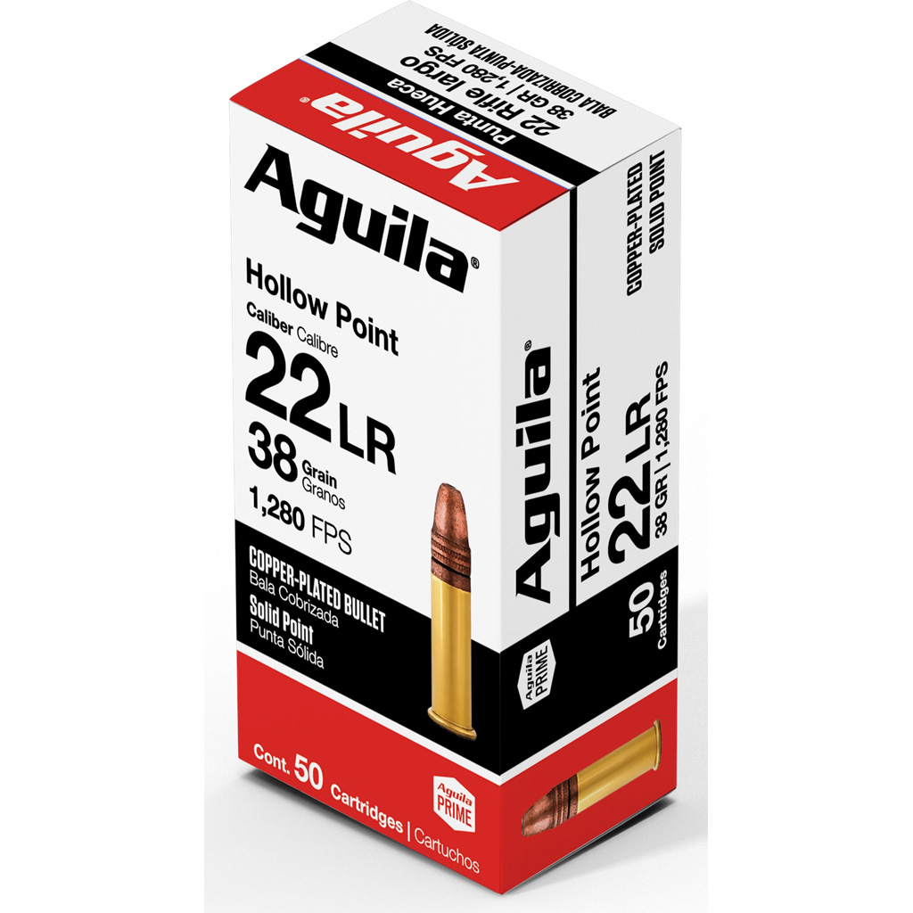 Aguila Standard High Velocity Rimfire Ammo 22 LR. 38 gr. HV HP 50 rd.