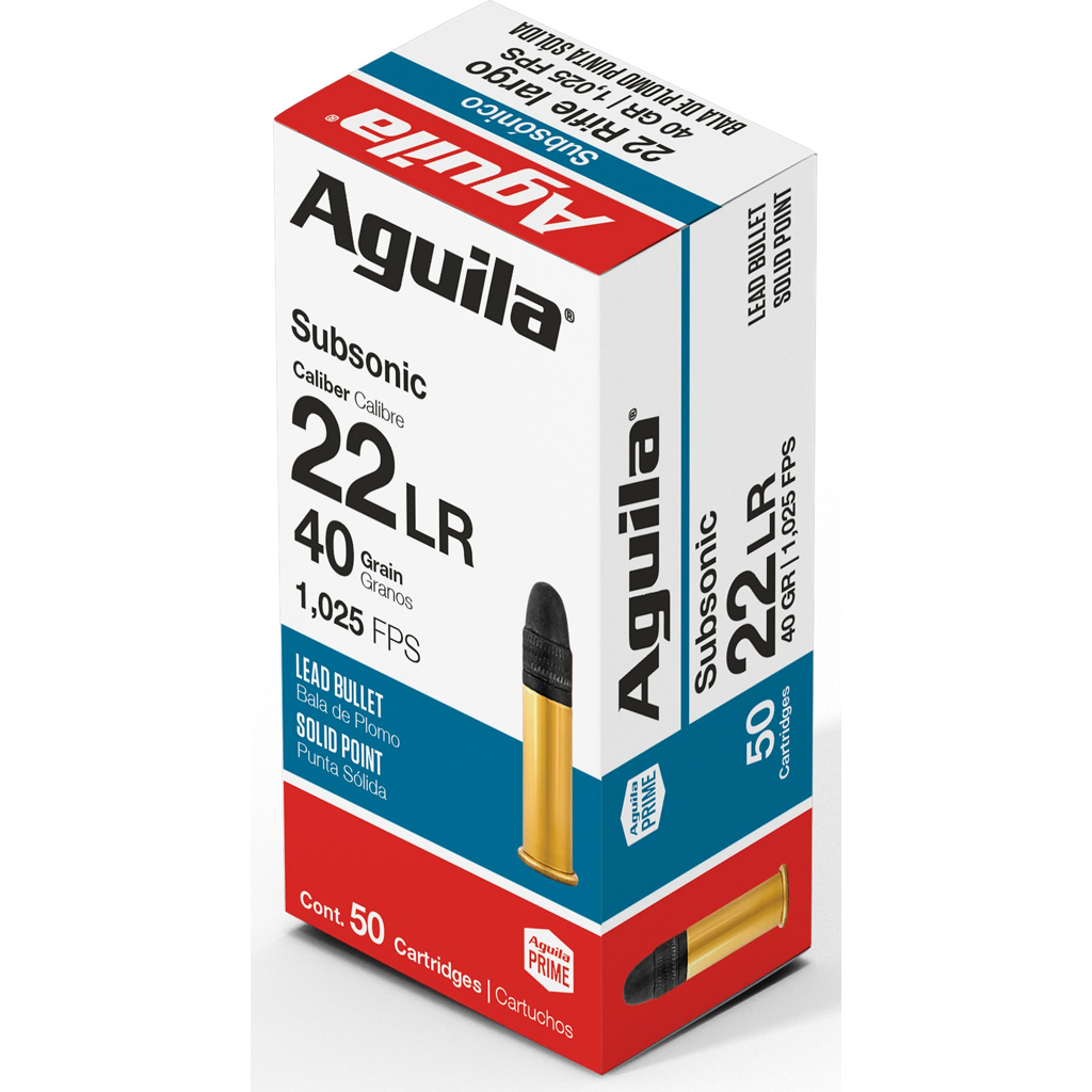Aguila Standard Subsonic Rimfire Ammo 22 LR. 40 gr. Solid 50 rd.