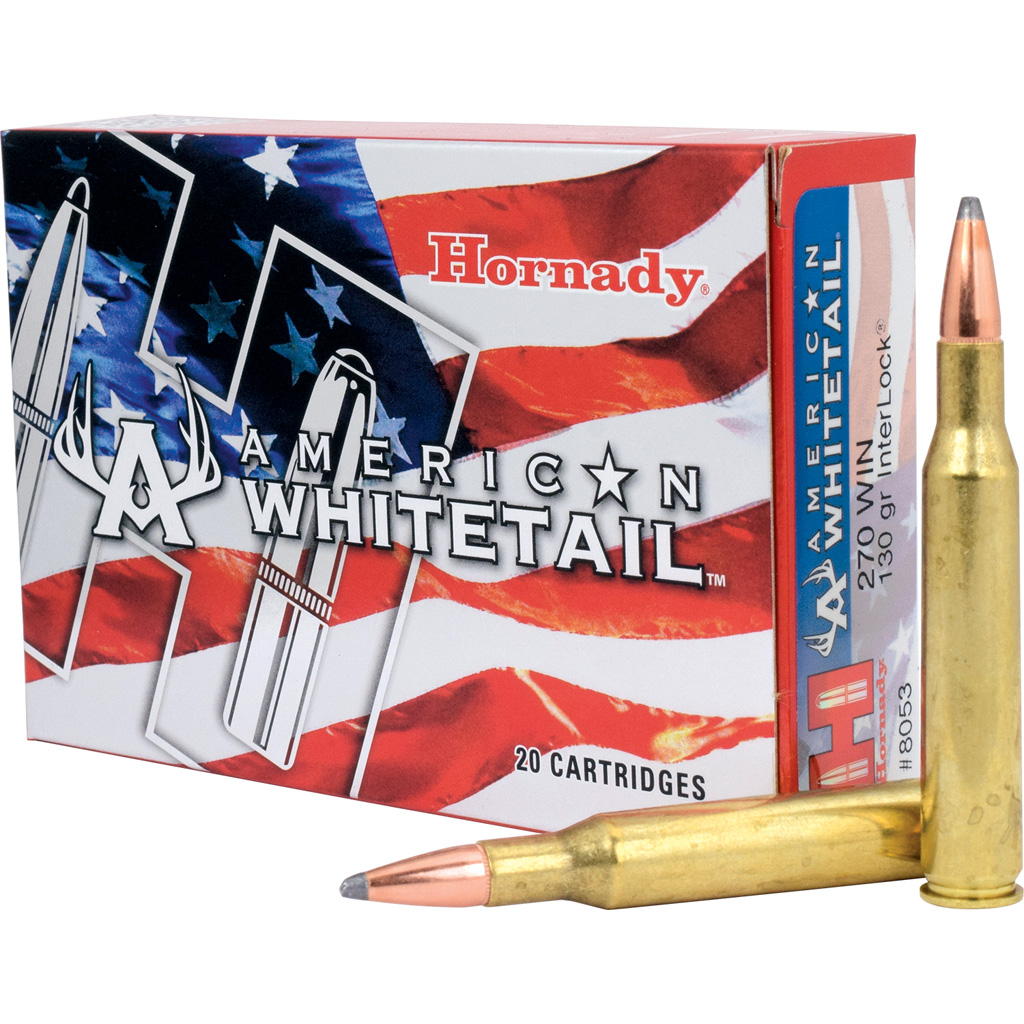 Hornady American Whitetail Rifle Ammo 270 Win 130 gr. InterLock BT Spire Point 20 rd.