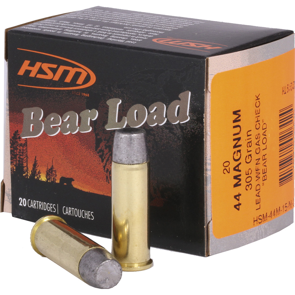 HSM Bear Load Ammunition 44 Mag. Wide Flat Nose 305 gr. 20 rd.