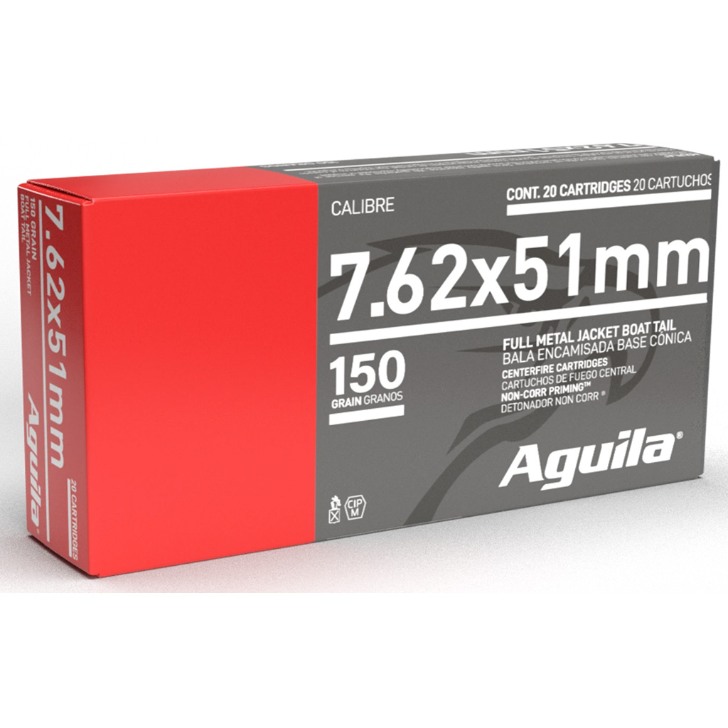 Aguila Rifle Ammo 7.62x51mm 150 gr. FMJBT 20 rd.