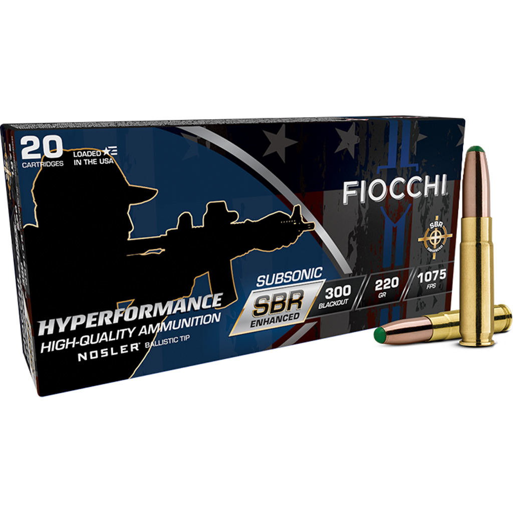 Fiocchi Hyperformance SBR Enhanced Rifle Ammo 300 Blackout 220 gr. BT 20 rd.