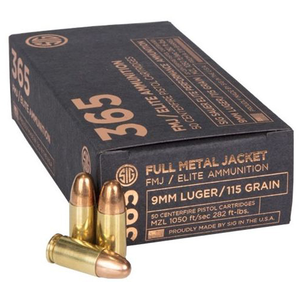 Sig Sauer Elite Ball 365 Performance Pistol Ammo 9mm 115 gr. FMJ 50 rd.