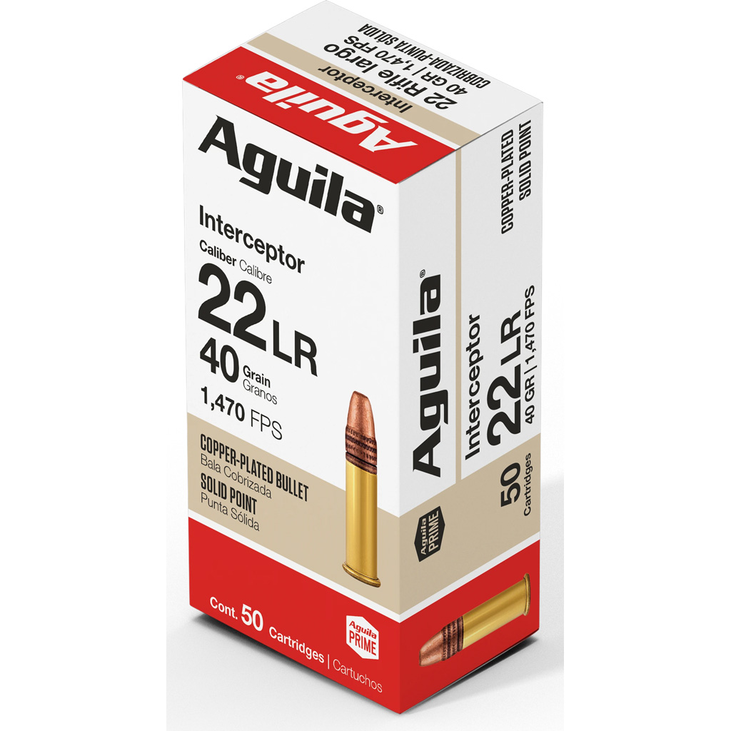 Aguila Special Interceptor Rimfire Ammo 22 LR. 40 gr. Solid 50 rd.