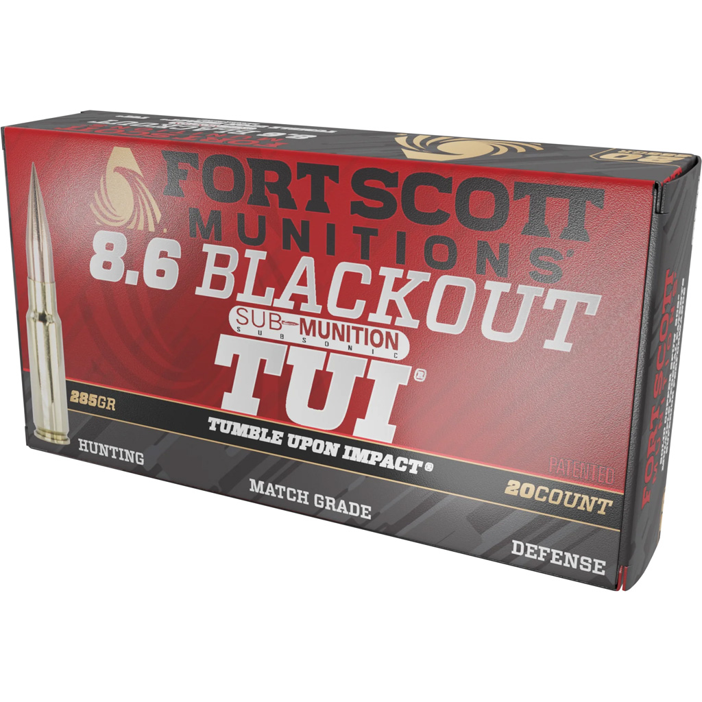 Fort Scott Munitions Rifle Ammo 8.6 Blackout 285 gr. Subsonic TUI 20 rd.