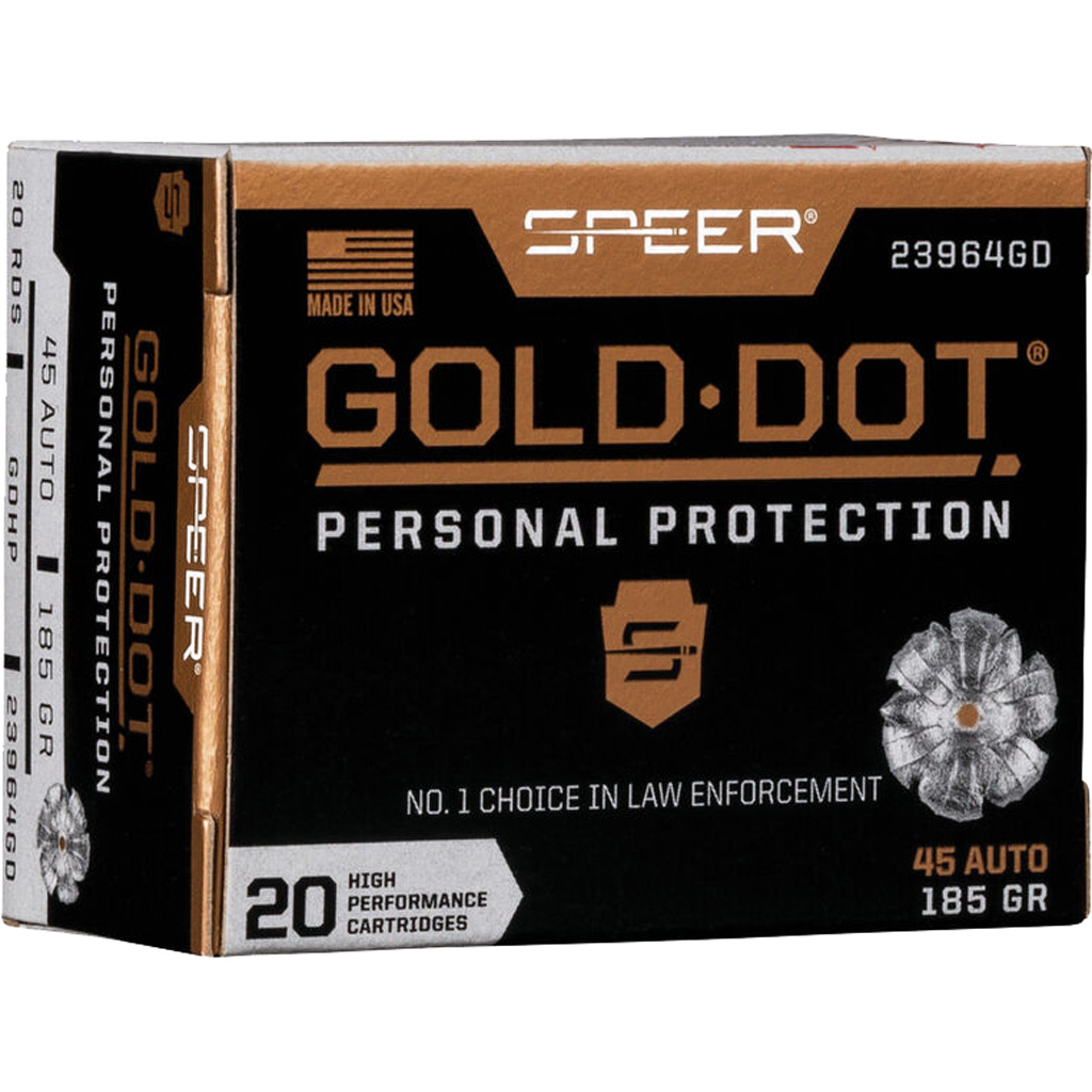 Speer Gold Dot Personal Protection Pistol Ammo 45 ACP 185 gr. HP 20 rd.