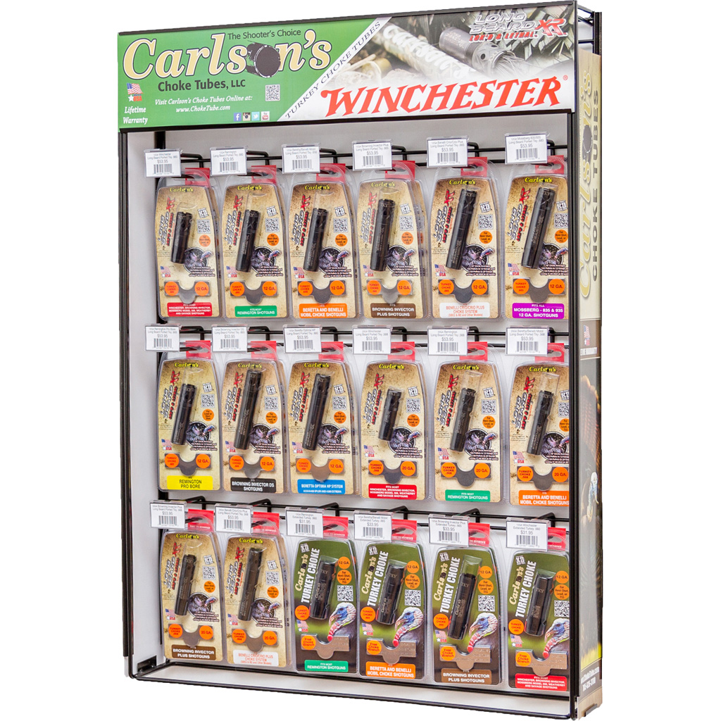 Carlsons Choke Tube Assortment Display 12 ga./ 20 ga. Long Beard 18 SKU 2 Deep DROP SHIP