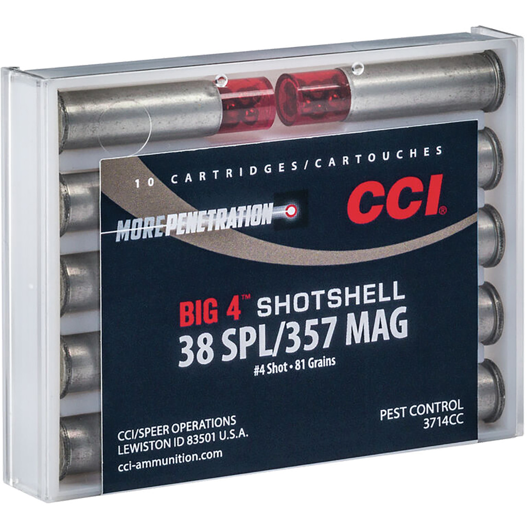 CCI Big 4 Shotshell Pistol Ammo 38 Spl, 357 Mag 81 gr. Shotshell #4 10 rd.