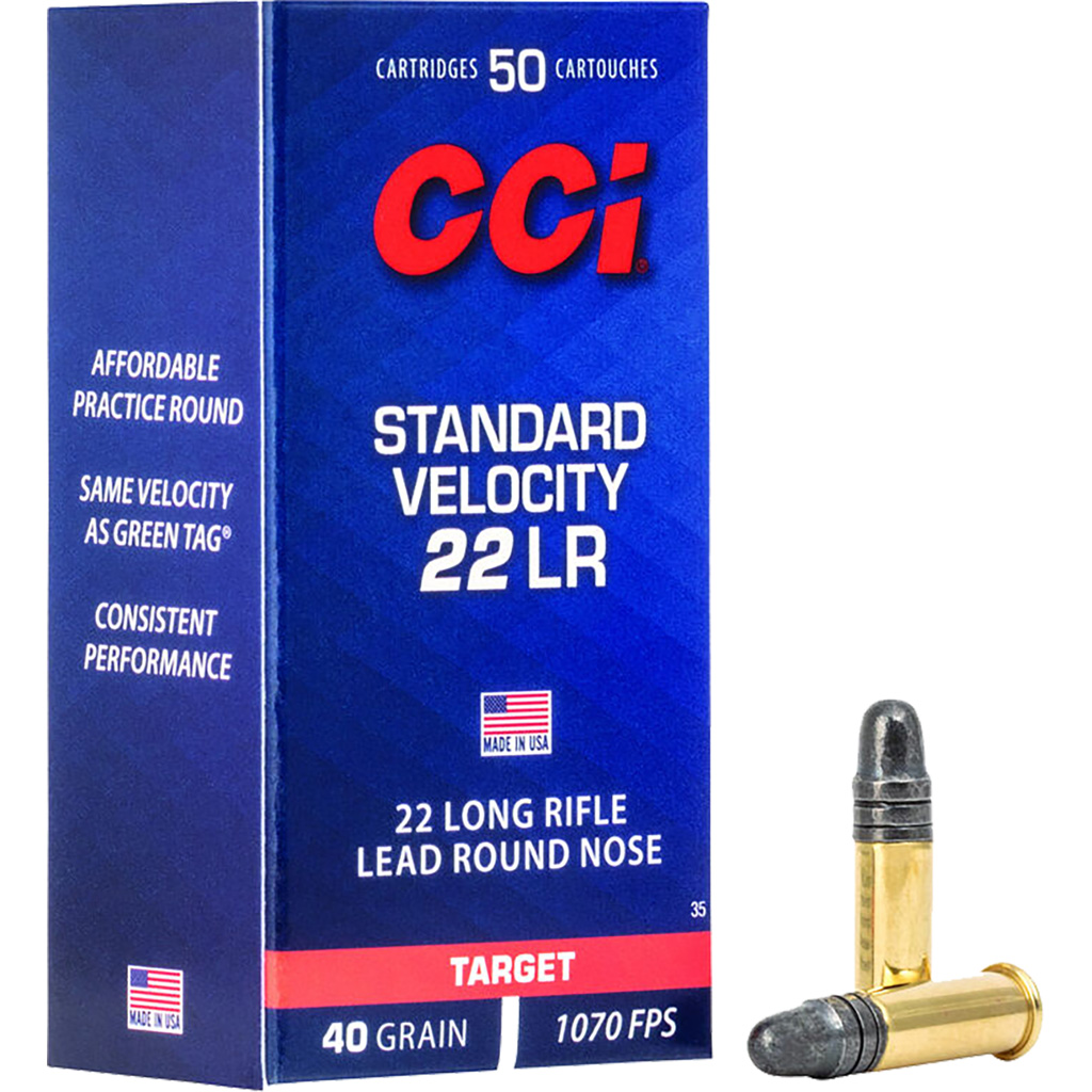 CCI Standard Velocity Rimfire Ammo 22 LR 40 gr. Lead Round Nose 50 rd.