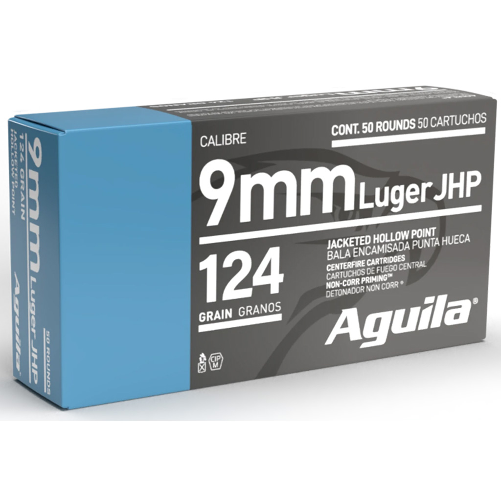 Aguila Pistol Ammo 9mm 124 gr. JHP 50 rd.
