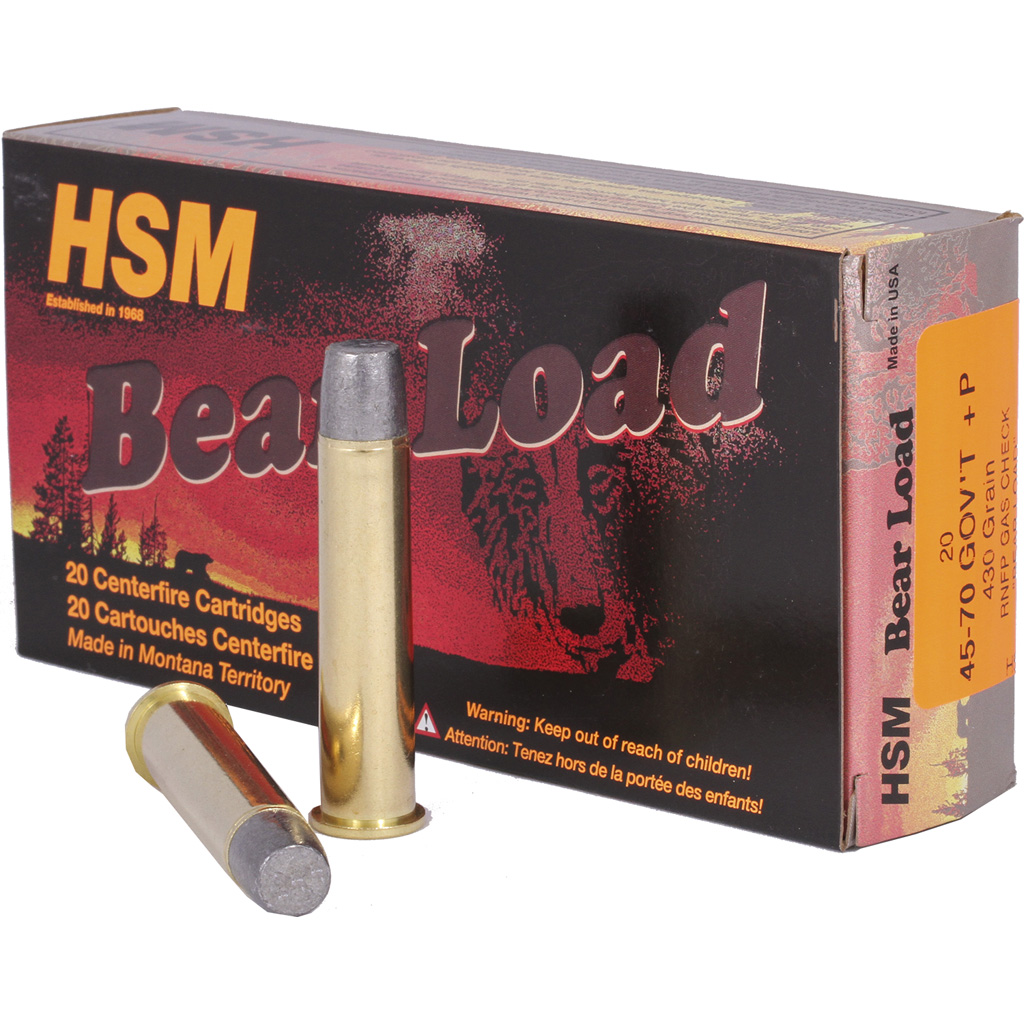 HSM Bear Load Ammunition 45-70 Govt. Round Nose Flat Point 430 gr. 20 rd.