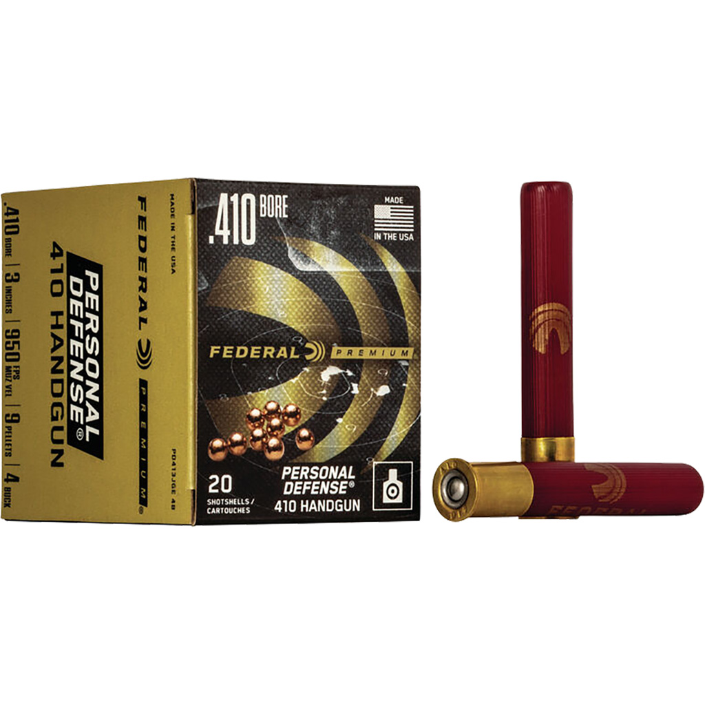 Federal Premium Personal Defense Handgun Ammo 410 ga. 3 in. 9 Pellets 4 Buck 20 rd.