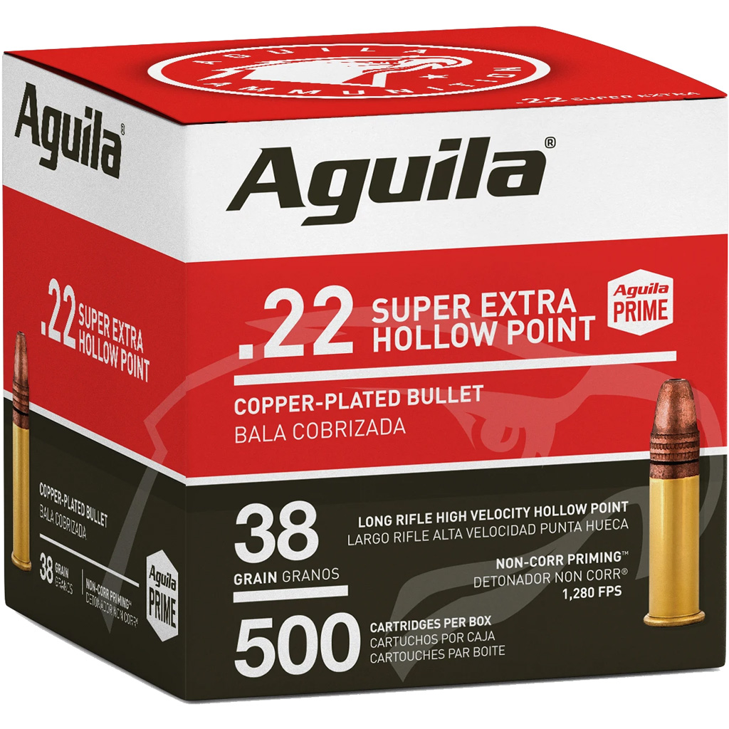 Aguila Standard High Velocity Rimfire Ammo 22 LR. 38 gr. HV HP 500 rd.