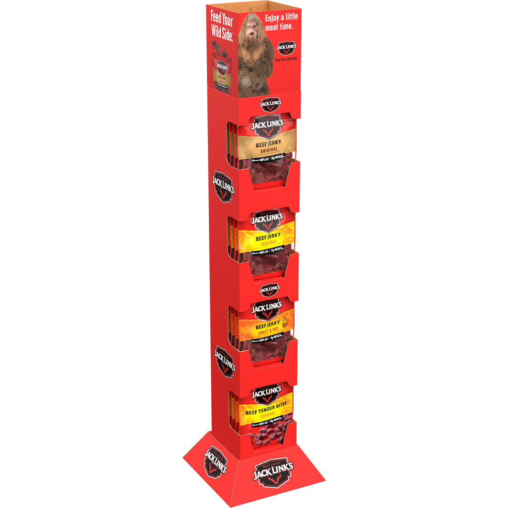 Jack Links 3.25oz Jerky & Tender Bites Tower 32ct Orig, Teriyaki, Sweet & Hot