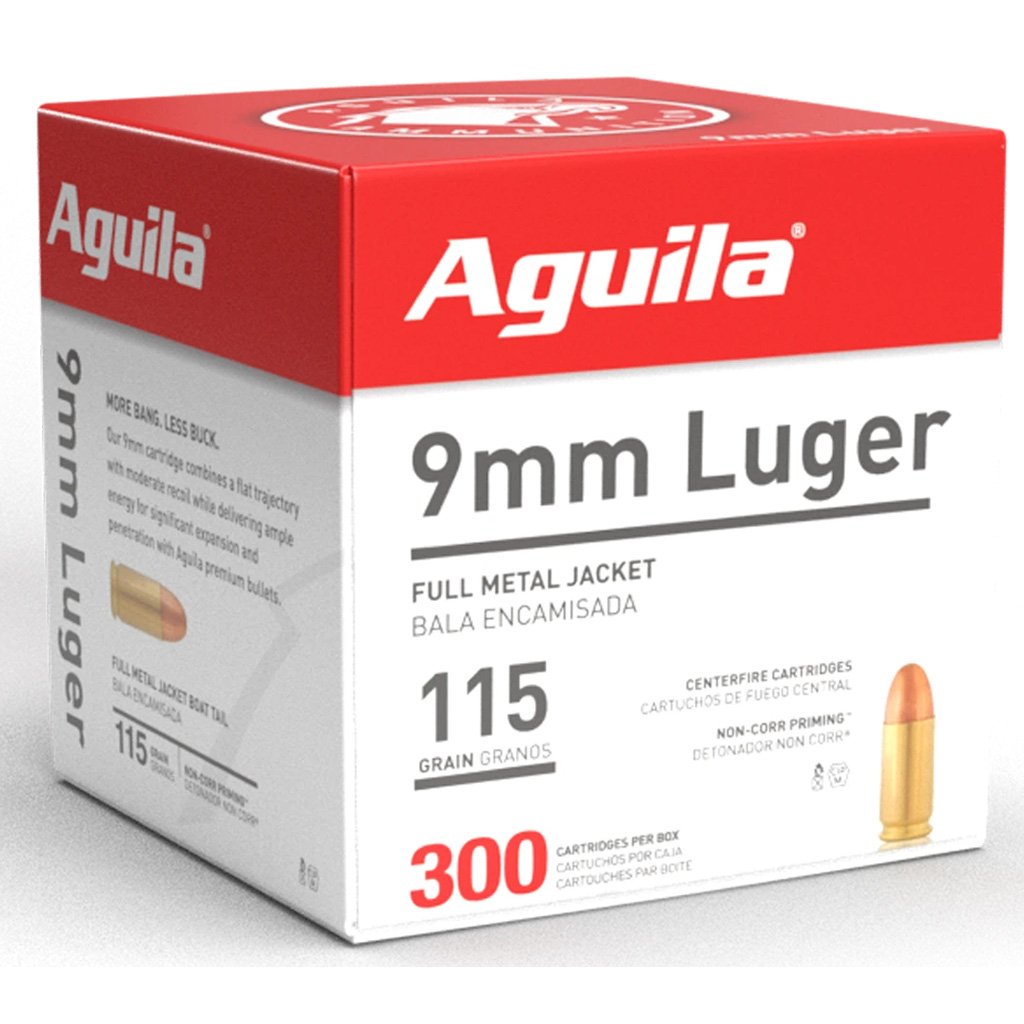 Aguila Pistol Ammo 9mm 115 gr. FMJ 300 rd.
