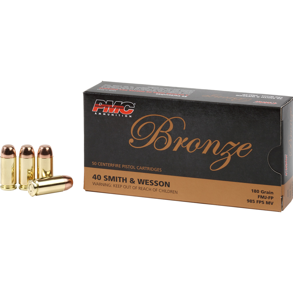PMC Bronze Pistol Ammo 40 S&W FMJ FP 180 gr. 50 rd.