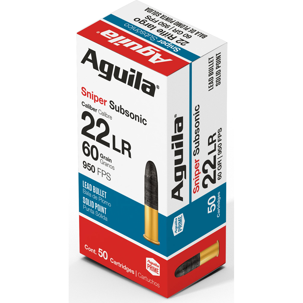 Aguila Special Sniper Subsonic Rimfire Ammo 22 LR. 60 gr. LRN 50 rd.