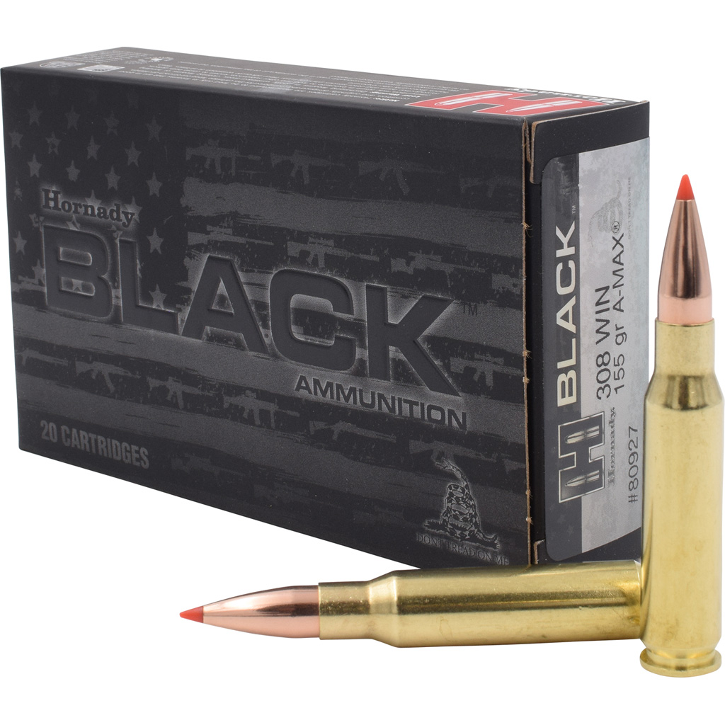 Hornady Black Rifle Ammo 308 Win. 155 gr. A-Max Black 20 rd.