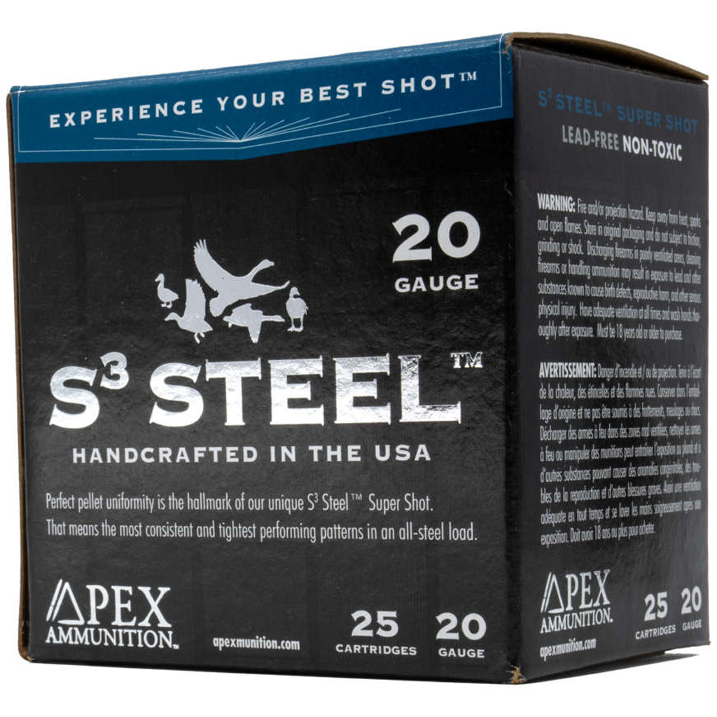 Apex Waterfowl S3 Steel Shotgun Ammo 20 ga. 3 in. 1oz #2  25rd