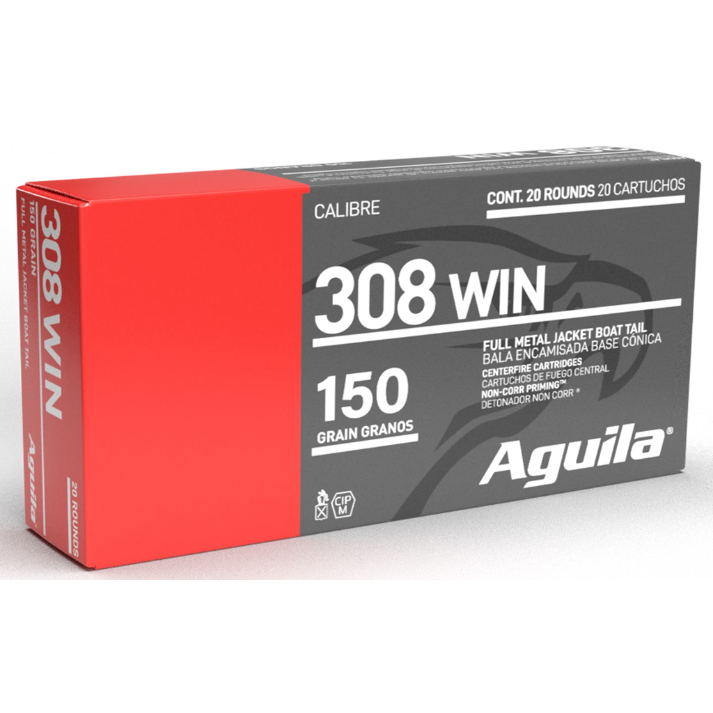 Aguila Rifle Ammo 308 Win. 150 gr. FMJBT 20 rd.