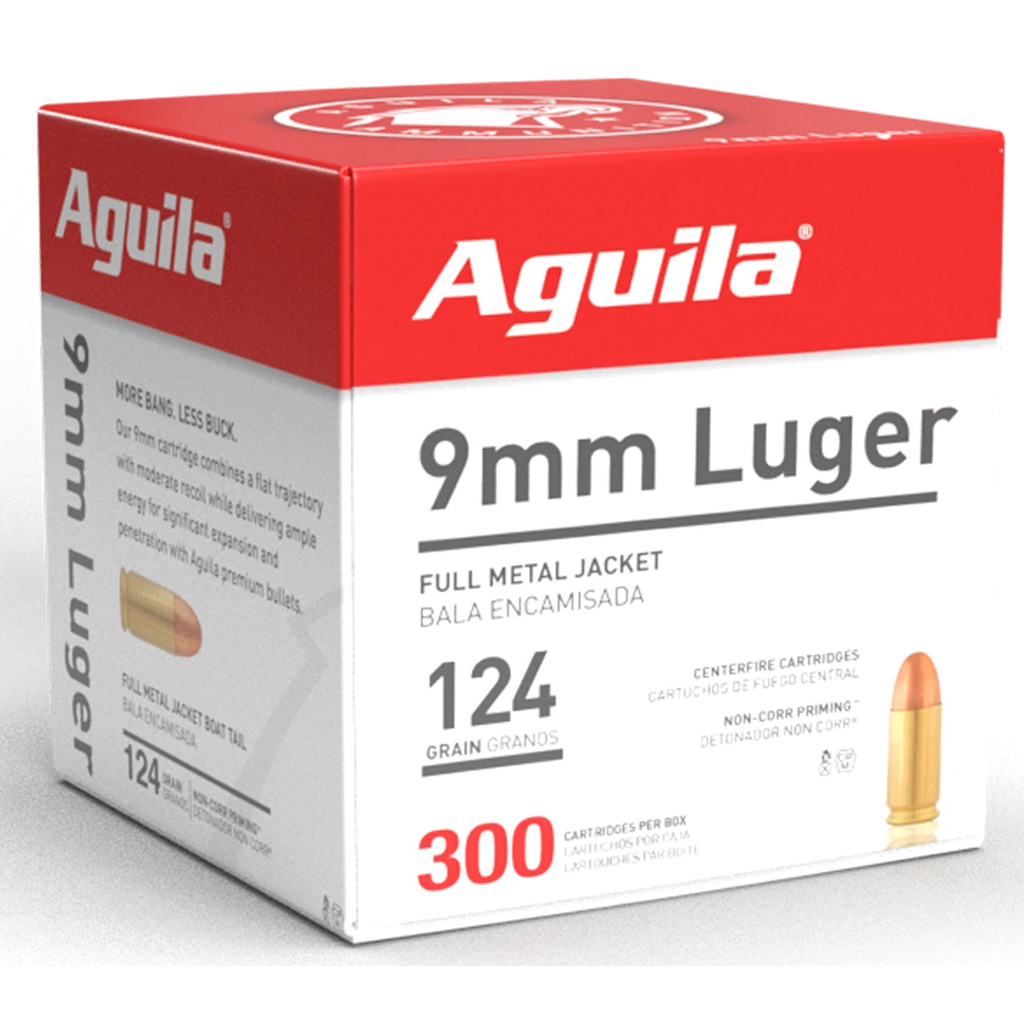 Aguila Pistol Ammo 9mm 124 gr. FMJ 300 rd.