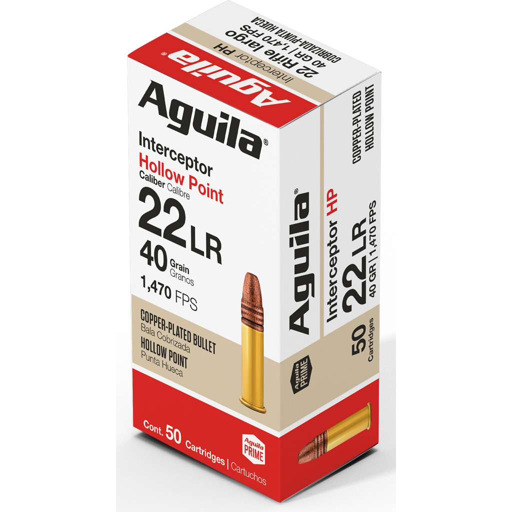 Aguila Special Interceptor Rimfire Ammo 22 LR. 40 gr. HP 50 rd.