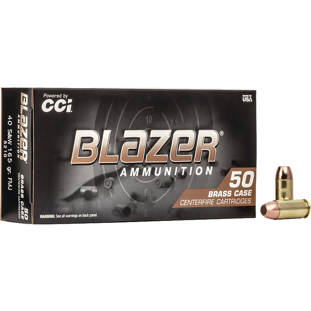 CCI Blazer Brass Pistol Ammo 40 S&W 165 gr. FMJ Flat Nose 50 rd.