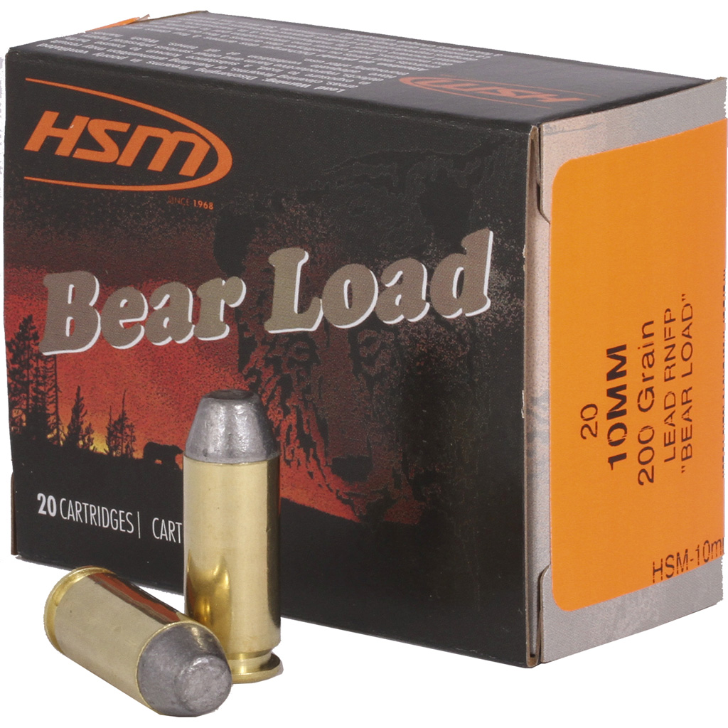 HSM Bear Load Ammunition 10mm Auto Round Nose Flat Point 200 gr. 20 rd.