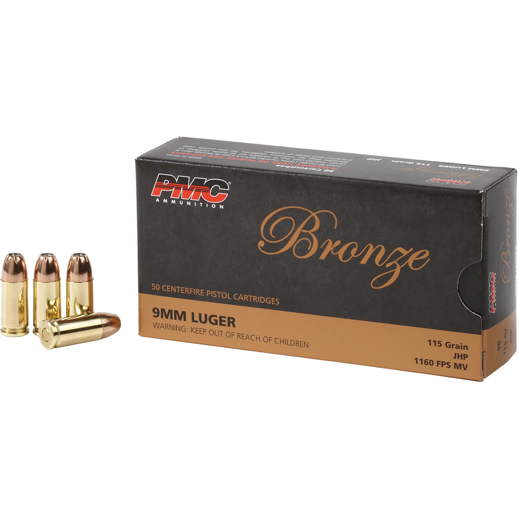 PMC Bronze Pistol Ammo 9mm Luger JHP 115 gr. 50 rd.