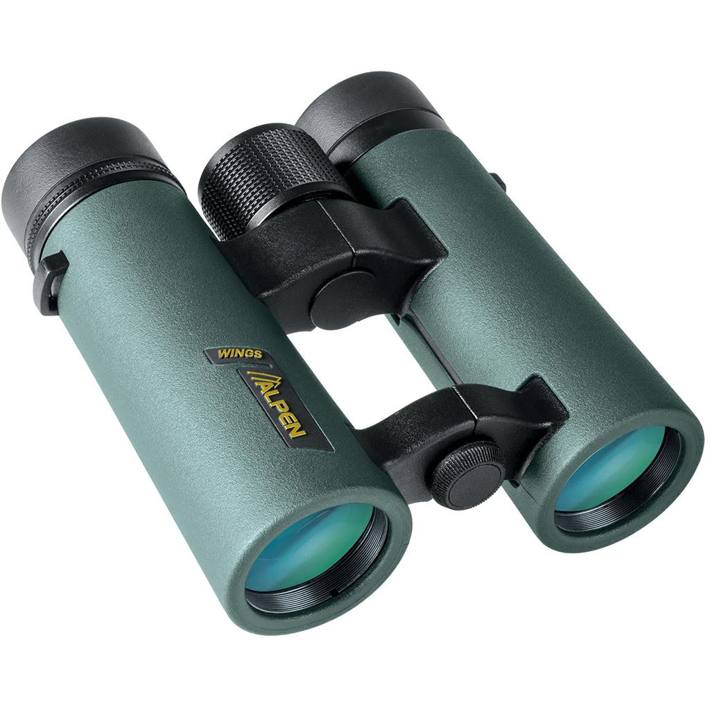 Alpen Wings Binoculars 10X34 Wide Angle, Open Bridge, BAK4 Glass, Green