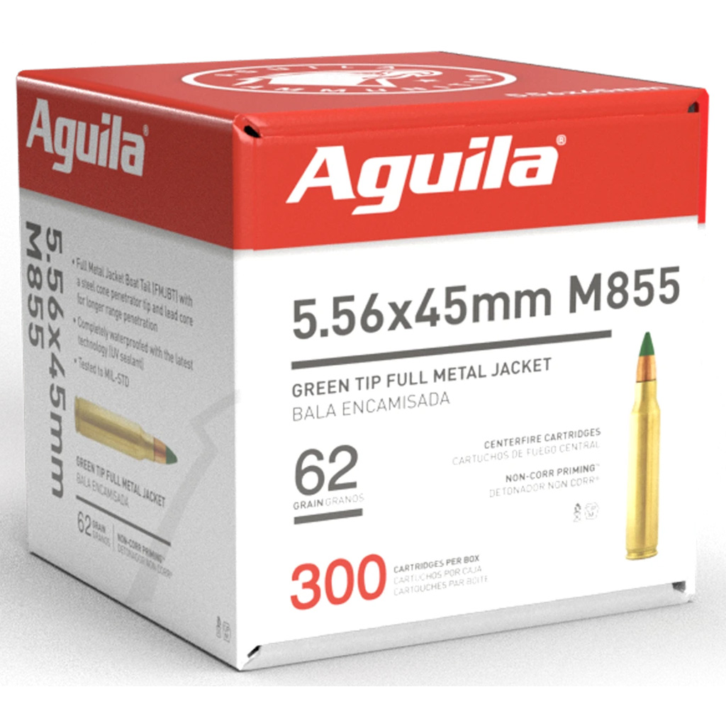 Aguila Rifle Ammo 5.56 62 gr. Green Tip 300 rd.