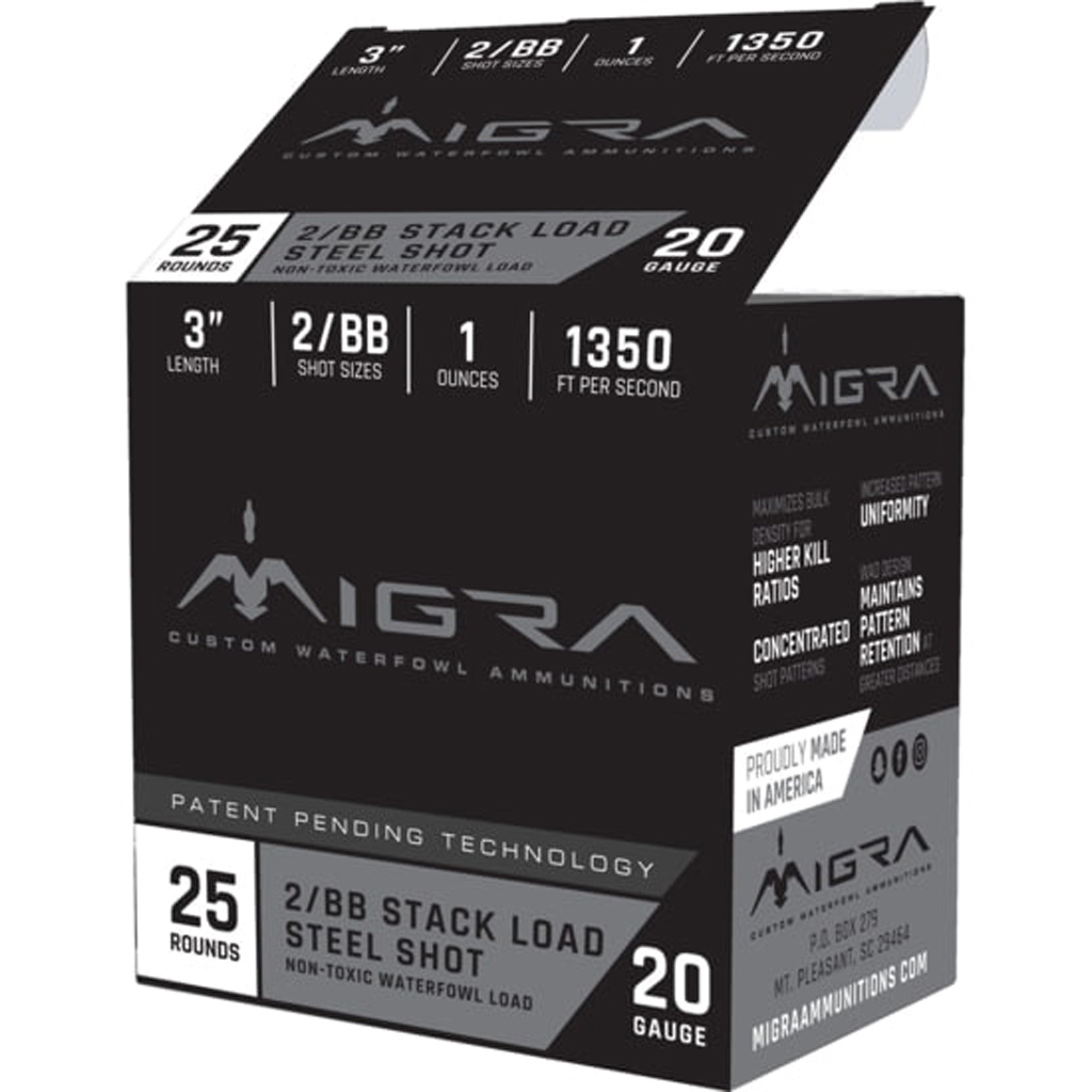 Migra Staxd Shotgun Ammo 20 ga. 3 in. 1 oz. 4-6 Shot 25 rd.
