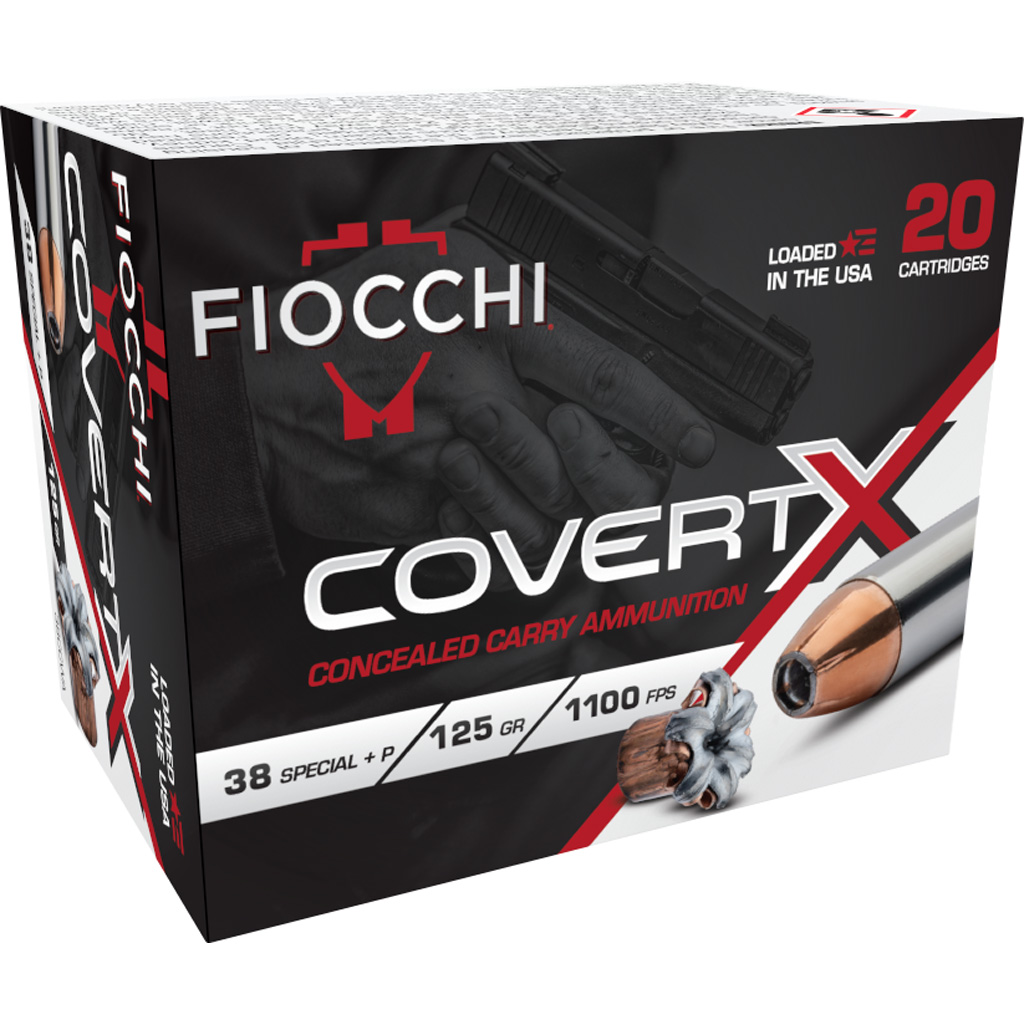 Fiocchi CovertX Pistol Ammo 38 Spc. +P 125 gr. JHP 20 rd.