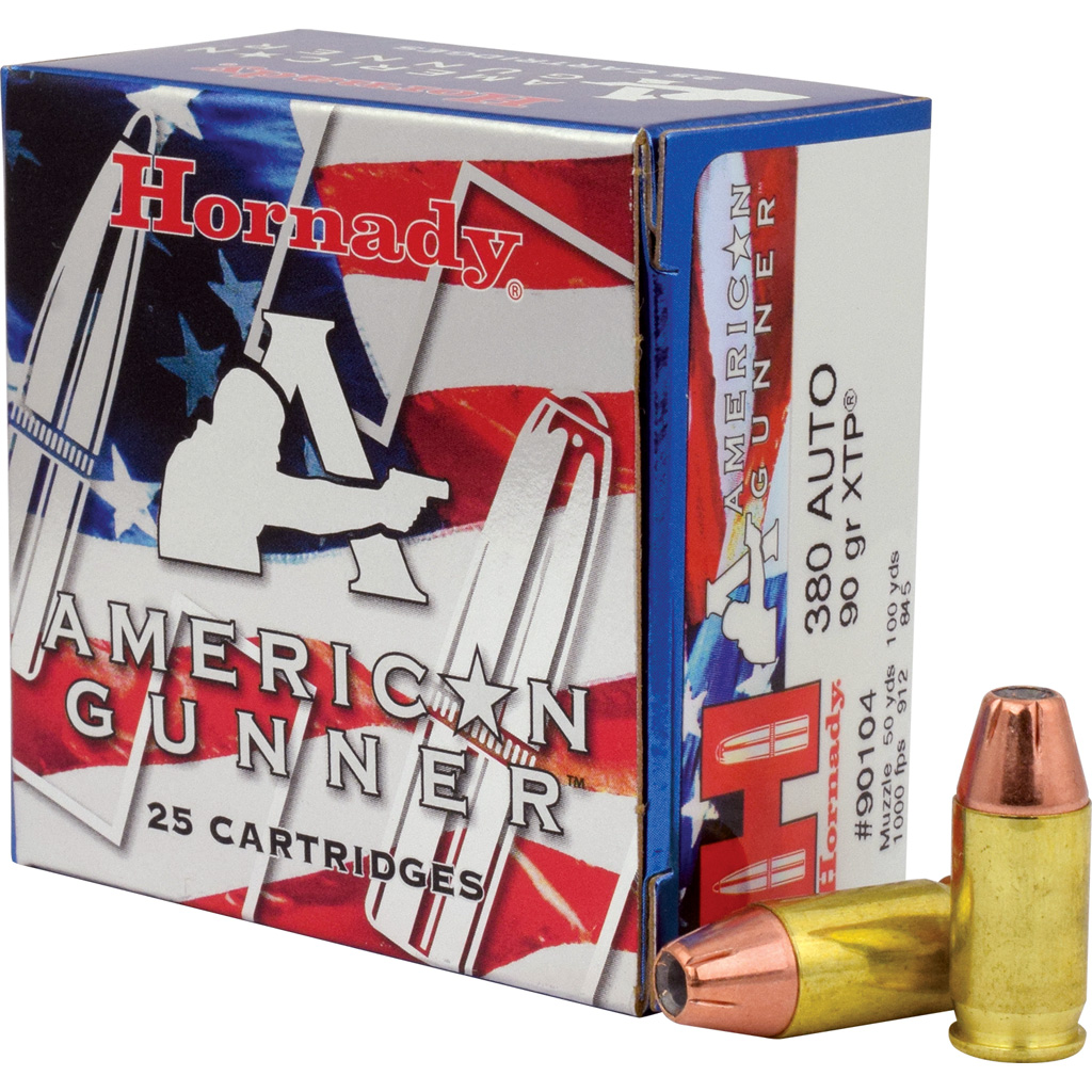 Hornady American Gunner Pistol Ammo 380 ACP 90 gr. XTP Hollow Point 25 rd.
