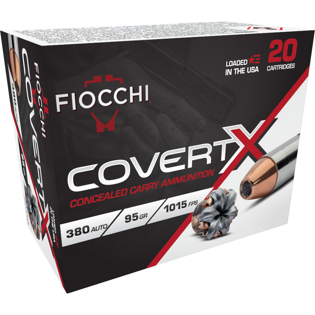 Fiocchi CovertX Pistol Ammo 380 ACP 95 gr. JHP 20 rd.