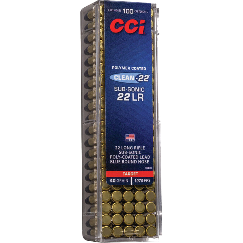 CCI Clean22 Rimfire Ammo 22 LR. 40 gr. Blue LRN 100 rd.