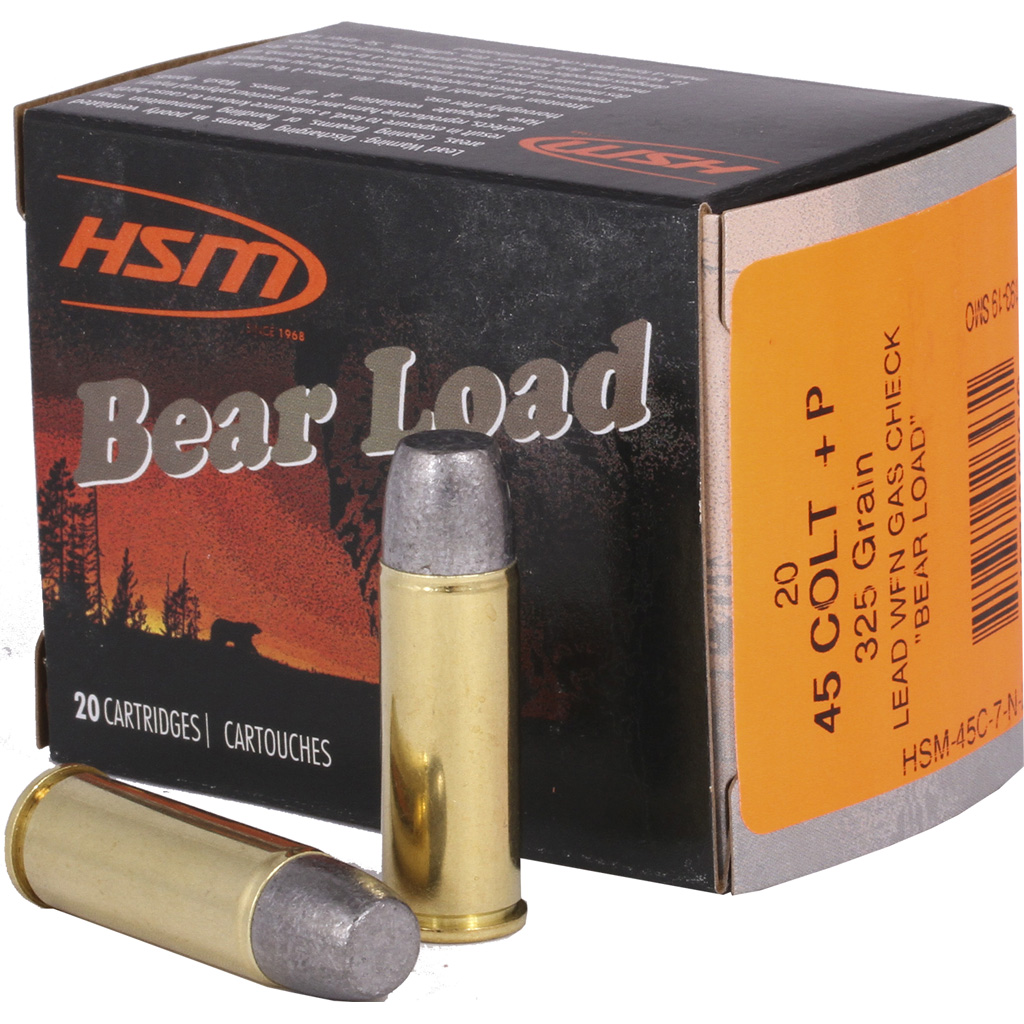 HSM Bear Load Ammunition 45 Colt Wide Flat Nose 325 gr. 20 rd.