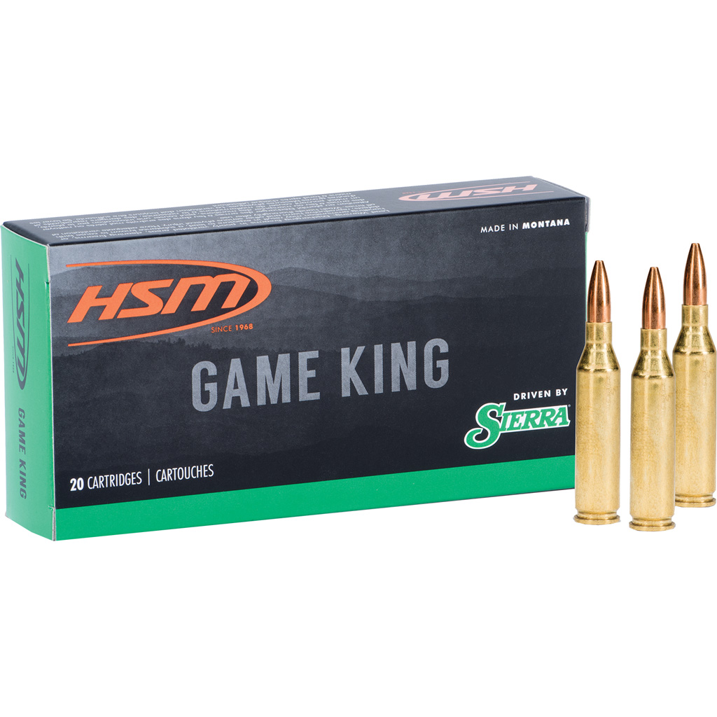HSM Game King Rifle Ammunition 6mm Rem. Sierra Spitzer BT 100 gr. 20 rd.