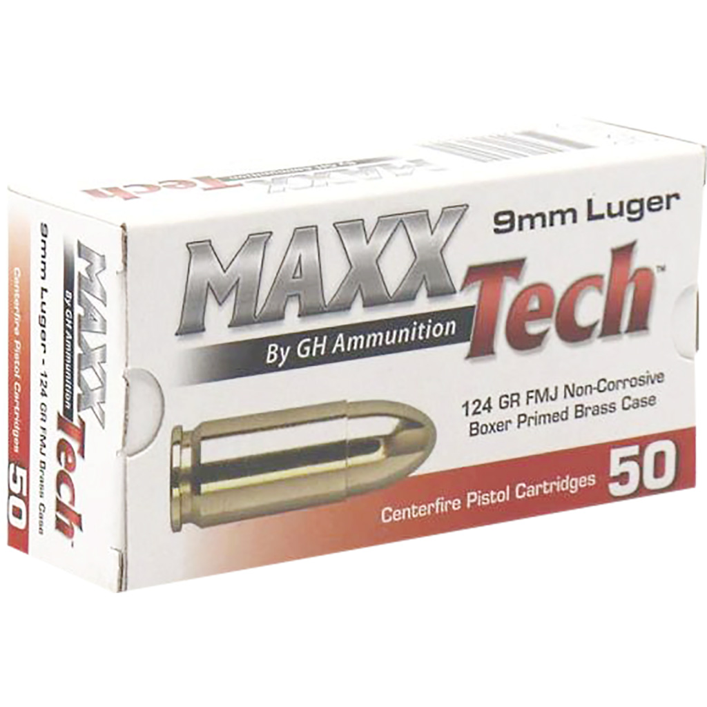 MAXXTech Pistol Ammo 9mm 124 gr. FMJ 50 rd.